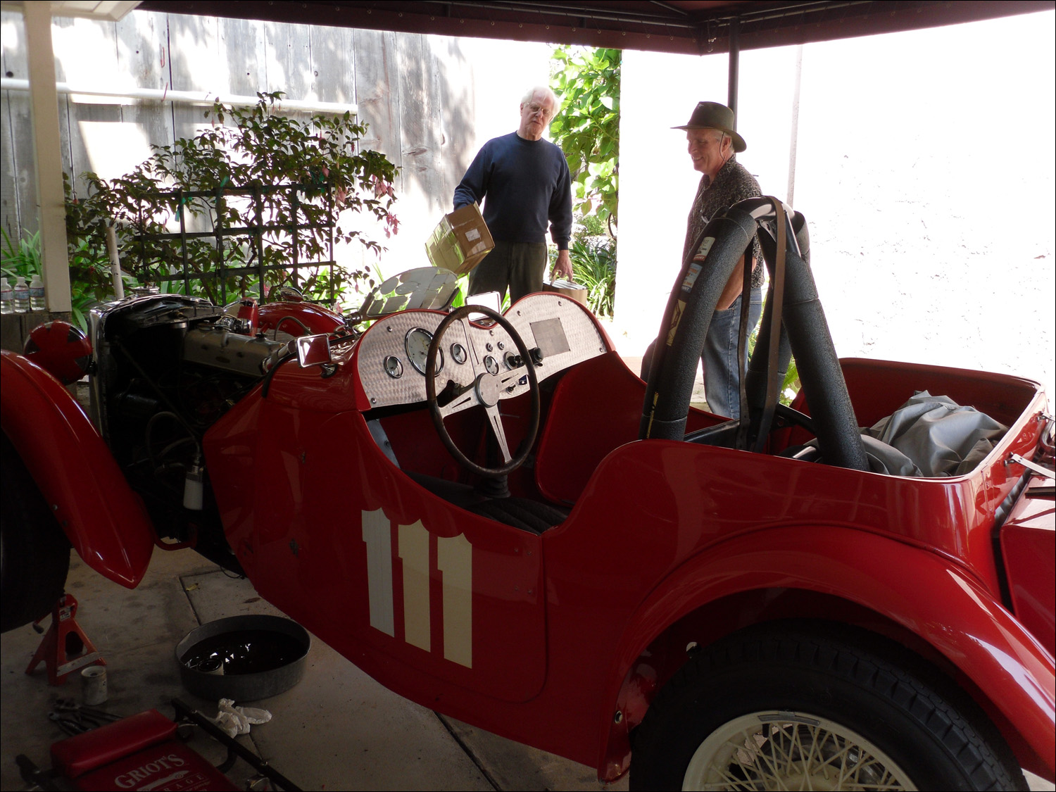 Don Martine readying his MG to race